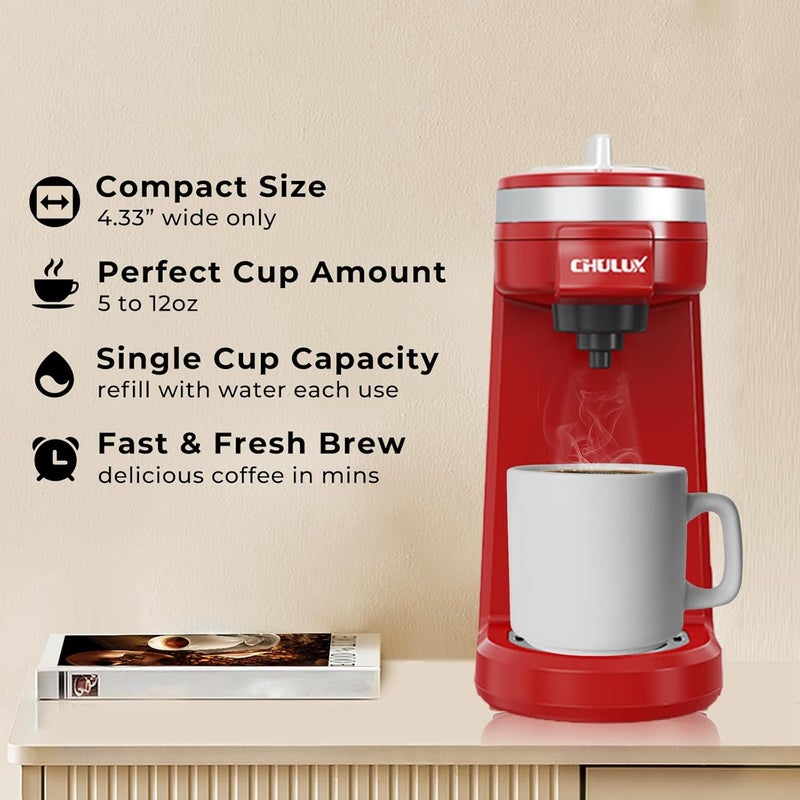 CHULUX Mini Coffee Maker for K Capsule, Single Serve Coffee Maker for One Cup Americano, Lightweight Pod Coffee Machine, Red - Image 2
